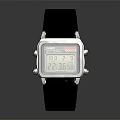 Square Digital Watch With Black Strap Metal Case And Digital