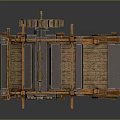 Detailed Ancient Wooden Mechanical Loom With Gears Pedals And Weaving Parts