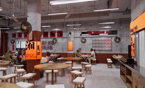 Industrial LOFT Restaurant Meals Canteen Restaurant 3d model