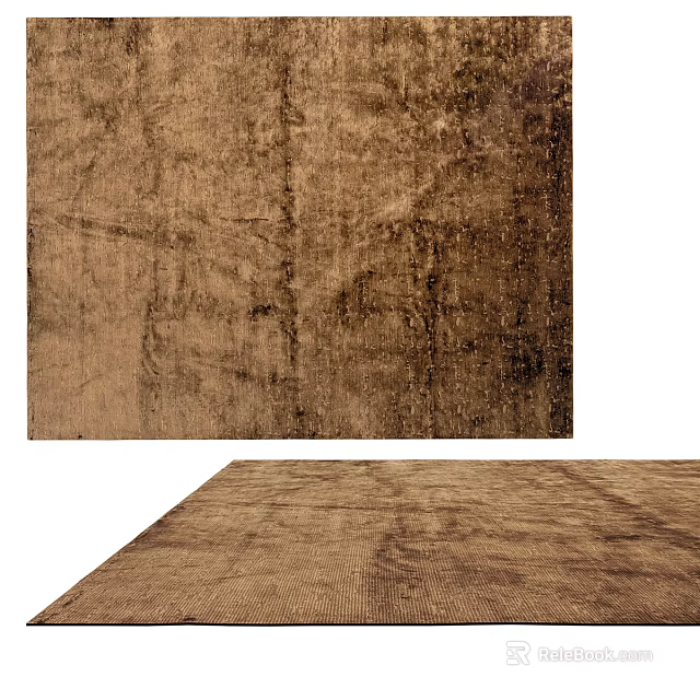 Elegant Brown Textured Square Rug For Modern Living Room Home Decor 3d model 