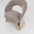Elegant Taupe Upholstered Single Chair With Natural Burl Wood Arched Base For Modern Living Space