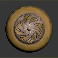 Decorative Yellow Lidded Container With Pink Crackle Lid And Radial Pattern On Patterned Textured Surface 3d model