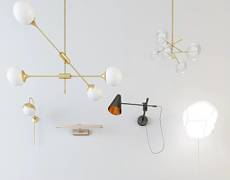 Light Luxury Lamps Combination Lamps Metal Chandelier 3d model