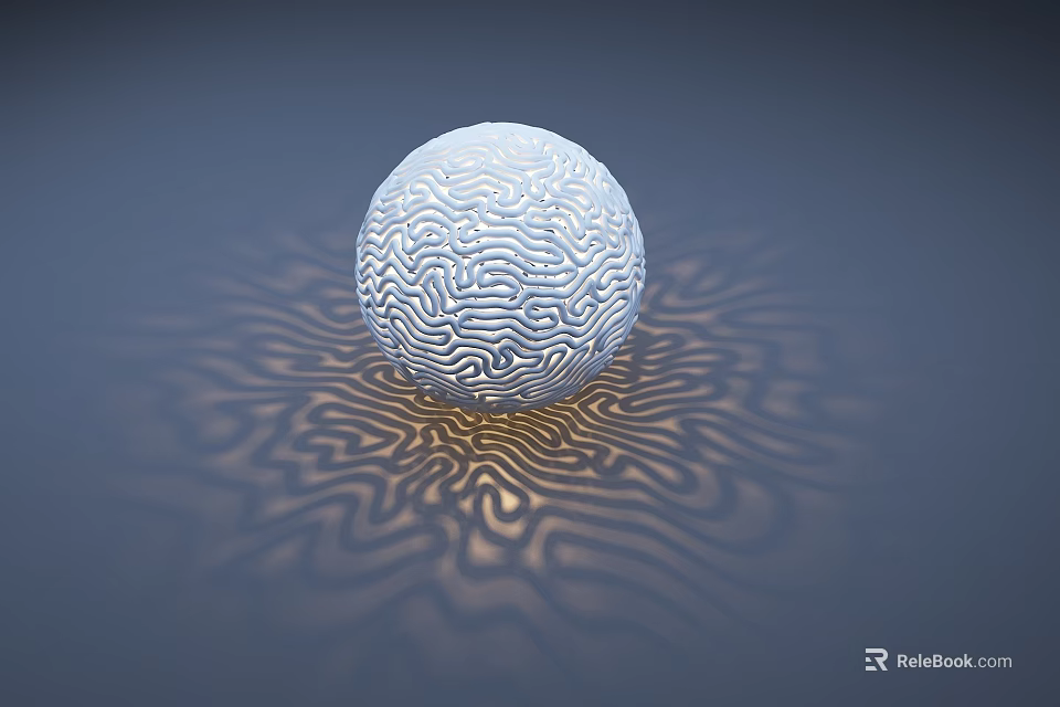 Spherical Outdoor Light With Wavy Surface And Intricate Shadow Pattern For Garden Decoration 3d model 