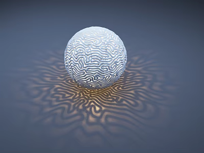 Spherical Outdoor Light With Wavy Surface And Intricate Shadow Pattern For Garden Decoration 3d model