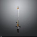 Orange And Black Garden Digging Tool With Long Handle And Metal Blade