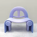 Light Purple Modern Leisure Chair With Curved Backrest And Striped Seat Design