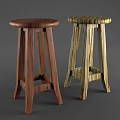 Wooden Bar Stools With Round Seats Sturdy Structure And Different Colors 3d model