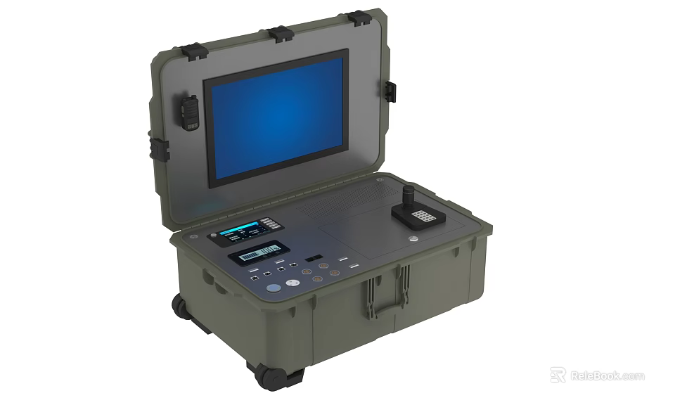 Smart Machine Portable Detection Device With Blue Screen And Green Case Design 3d model 