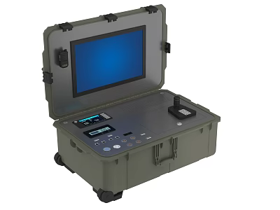 Smart Machine Portable Detection Device With Blue Screen And Green Case Design 3d model