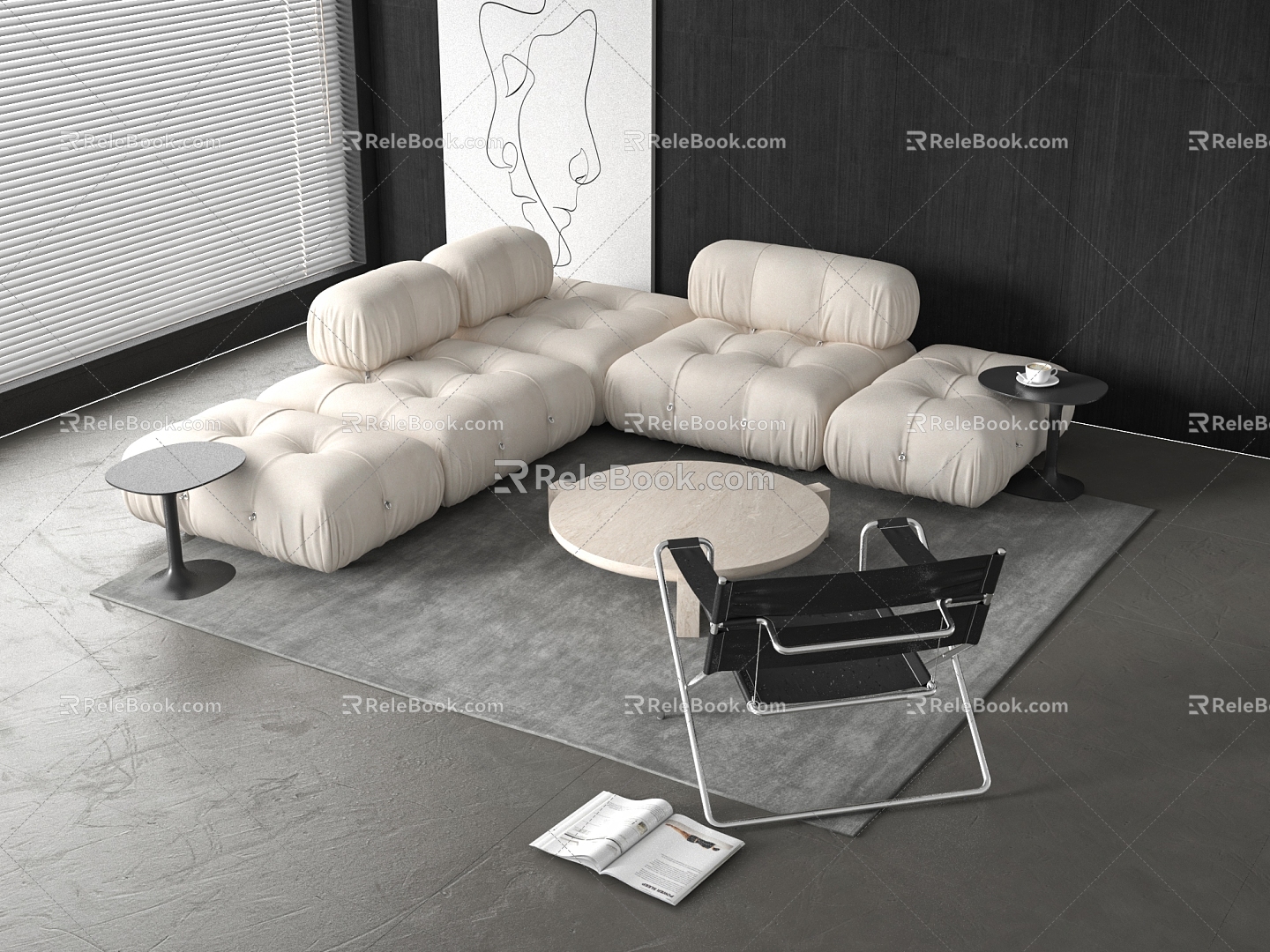 Modern B B Sofa Coffee Table Combination Leisure Chair Armchair 3d model