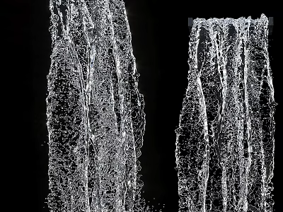 Garden Landscape Featuring Flowing Water Curtain With Transparent Texture On Black Background 3d model