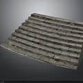 Curved Gray Brick Steps Scene Component With Layered Staircase Design