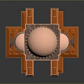 Traditional Architectural Structure With Large Copper Dome And Multi Layered Orange Bricks