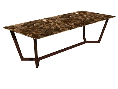 Modern Brown Marble Coffee Table With Metal Geometric Legs And Sleek Surface 3d model