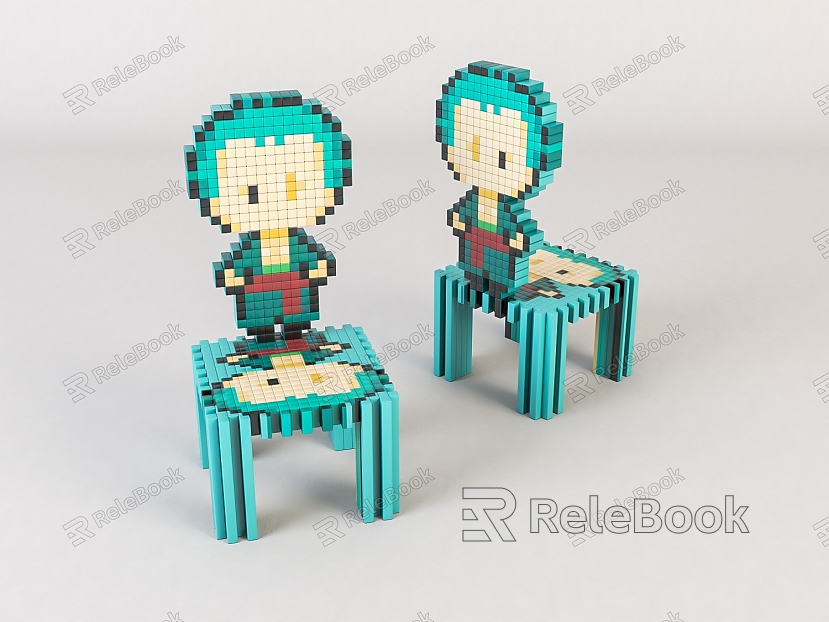 Modern Children's Chair Children's Cartoon Wooden Stool model