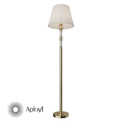 Elegant Modern Floor Lamp With White Pleated Lampshade And Golden Metal Stand 3d model