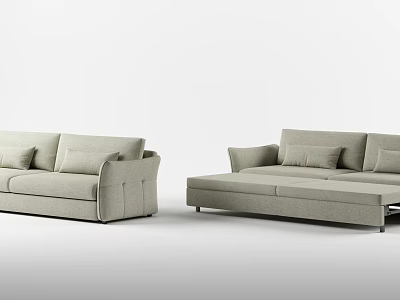 Modern Light Gray Sectional Sofa With Soft Cushions And Modular Design 3d model