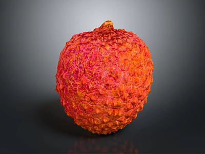 Fresh Plump Ripe Lychee Fruit With Red And Orange Rough Textured Skin 3d model