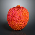 Fresh Plump Ripe Lychee Fruit With Red And Orange Rough Textured Skin
