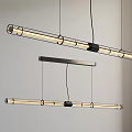 Modern Linear Pendant Lights With Sleek Metal Frame And Illuminated Tubes