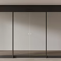 Modern Sleek Glass Double Doors With Black Frame Interior Design
