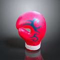 Red Boxing Glove With Blue Decorative Pattern And White Base For Sports Training