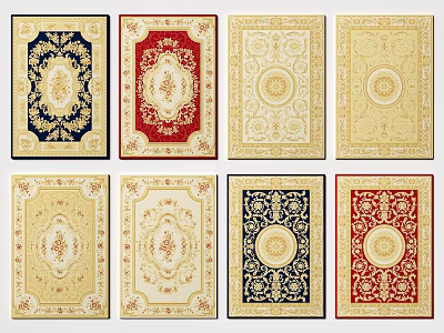 European-style square carpet fabric carpet 3d model