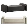 Modern Upholstered Sofa Bench Featuring Dark Gray and Light Beige Options 3d model