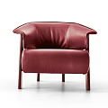 Black Leather Single Sofa With Modern Wooden Armrest And Comfortable Seating Design