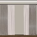 Neutral Layered Curtains With Sheer Panels And Draped Design For Windows