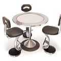 Modern Round Tea Table With Metal Frame And Upholstered Chairs Set 3d model