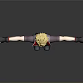Blonde Haired Character in Purple Jacket with Red Accents Blue Pants Black Gloves Boots Arms Outstretched