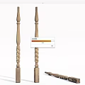 Stone Wood Crafted Staircase Balusters With Spiral Carved Design Details