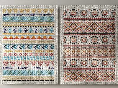 Square Rugs With Vibrant Geometric Patterns And Colorful Traditional Designs for Home Decor 3d model