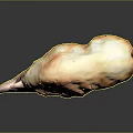 Brown Rhinoceros 3D Model With Large Horn On Black Background And Reflection