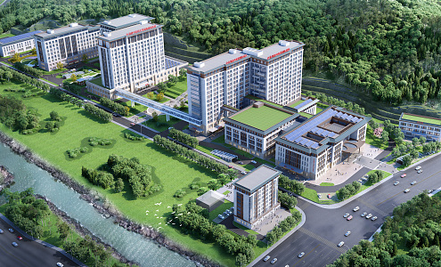 New Chinese Hospital Building Hospital 3d model