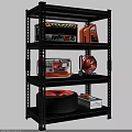 Heavy Duty Garage Storage Shelf With Tools Tire Power Drill Toolbox And Measuring Tape