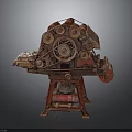 Vintage Rusted Industrial Mechanical Device With Metal Gears And Wheels