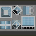 Modern High Rise Building Complex With Glass Curtain Walls And Reflective Facades