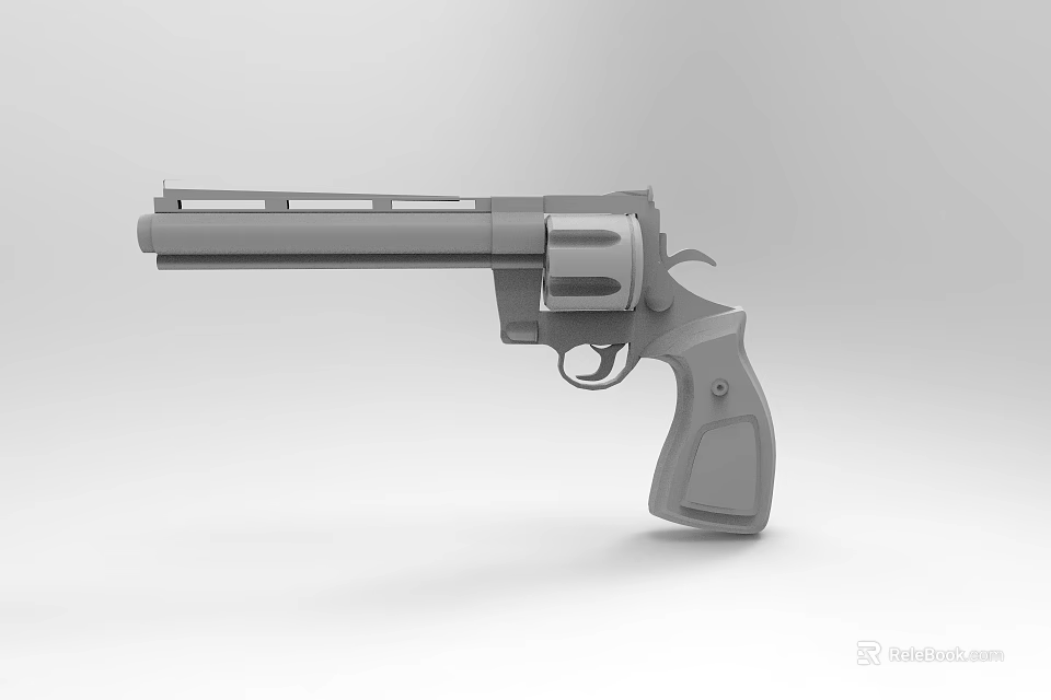 Detailed 3D Model of Revolver with Metal Barrel and Ergonomic Grip Design 3d model 