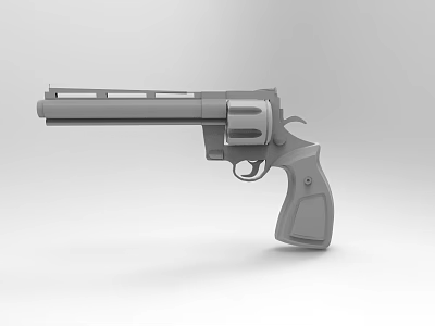 Detailed 3D Model of Revolver with Metal Barrel and Ergonomic Grip Design 3d model
