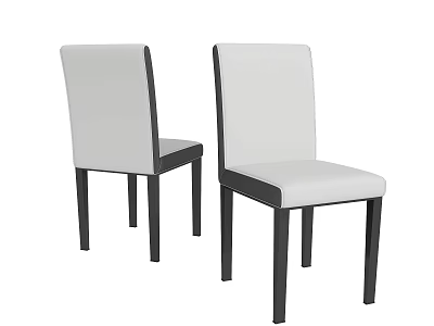 Two White Upholstered Dining Chairs With Black Wooden Legs Modern Design 3d model