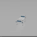 White And Blue Medical Bed Furniture With Comfortable Mattress And Metal Frame