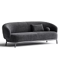 Modern Linen Two Seater Sofa With Metal Legs And Decorative Pillows Two Color Options