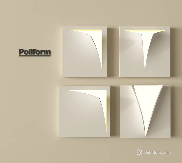 Poliform Modern Wall Decorative Panels With Geometric Cut Design On Beige Background 3d model