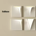 Poliform Modern Wall Decorative Panels With Geometric Cut Design On Beige Background 3d model