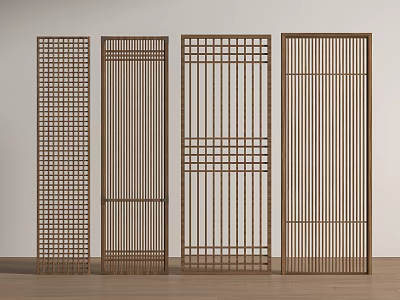 Wooden Room Dividers With Various Grid Patterns For Modern Home Interior Design 3d model