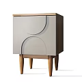 Minimalist Light Gray Storage Cabinets with Curved Doors Wooden Legs and Drawers