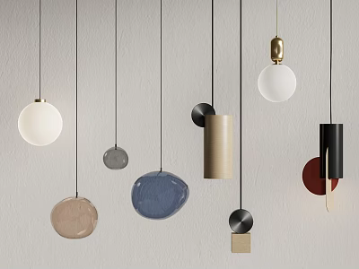 Fashion small pendant lamp combination spherical small pendant lamp combination 3d model
